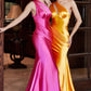One Shoulder Satin Gown by Cinderella Divine - CH164 - Special Occasion