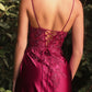 Sexy Lace and Satin Slit Dress- Women Formal Gown -Cinderella Divine CM318 - Special Occasion