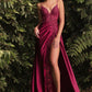 Sexy Lace and Satin Slit Dress- Women Formal Gown -Cinderella Divine CM318 - Special Occasion