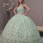Jewel Embroidery 3-D Flower Mesh Quinceanera Gown w/ Corset Back by Elizabeth K - GL3173