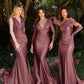 STRETCH SATIN GOWN WITH GLOVES by Cinderella Divine CD979 - Special Occasion