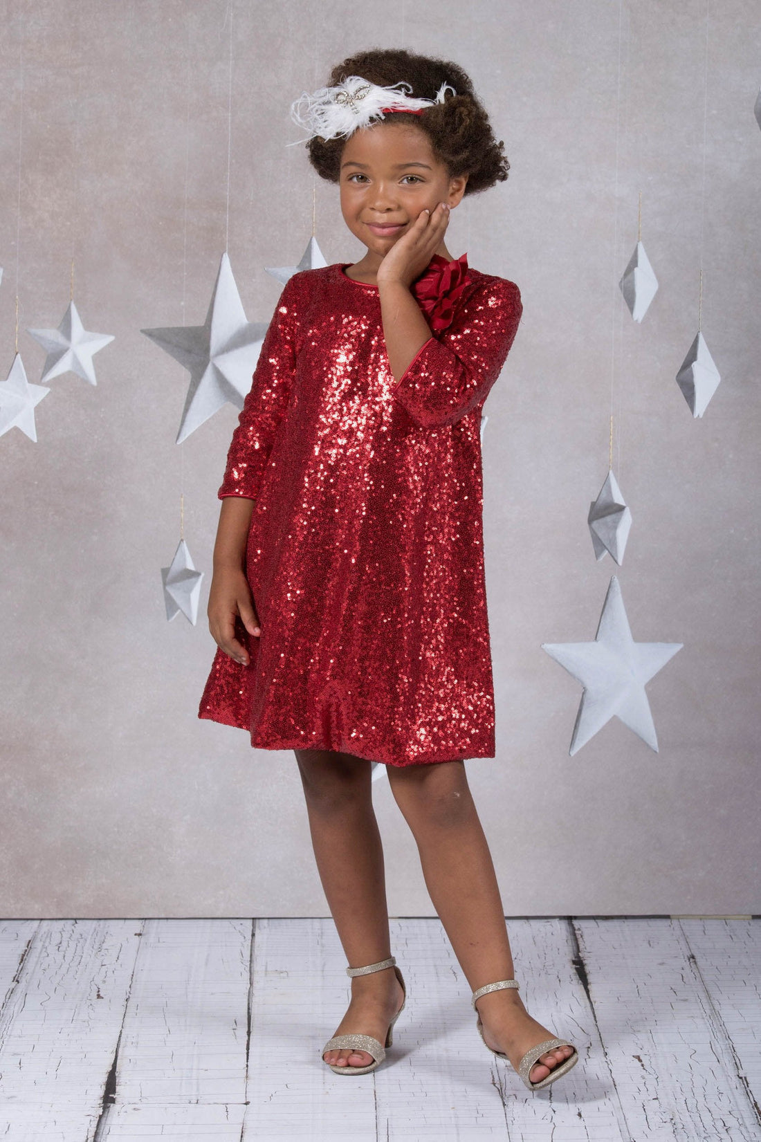 3/4 Sleeve Sequin Girl Party Dress by AS408 Kids Dream - Girl Formal Dresses