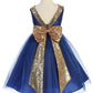 Gold Sequin Back V Girl Party Dress by AS498 Kids Dream - Girl Formal Dresses