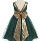 Gold Sequin Back V Girl Party Dress by AS498 Kids Dream - Girl Formal Dresses