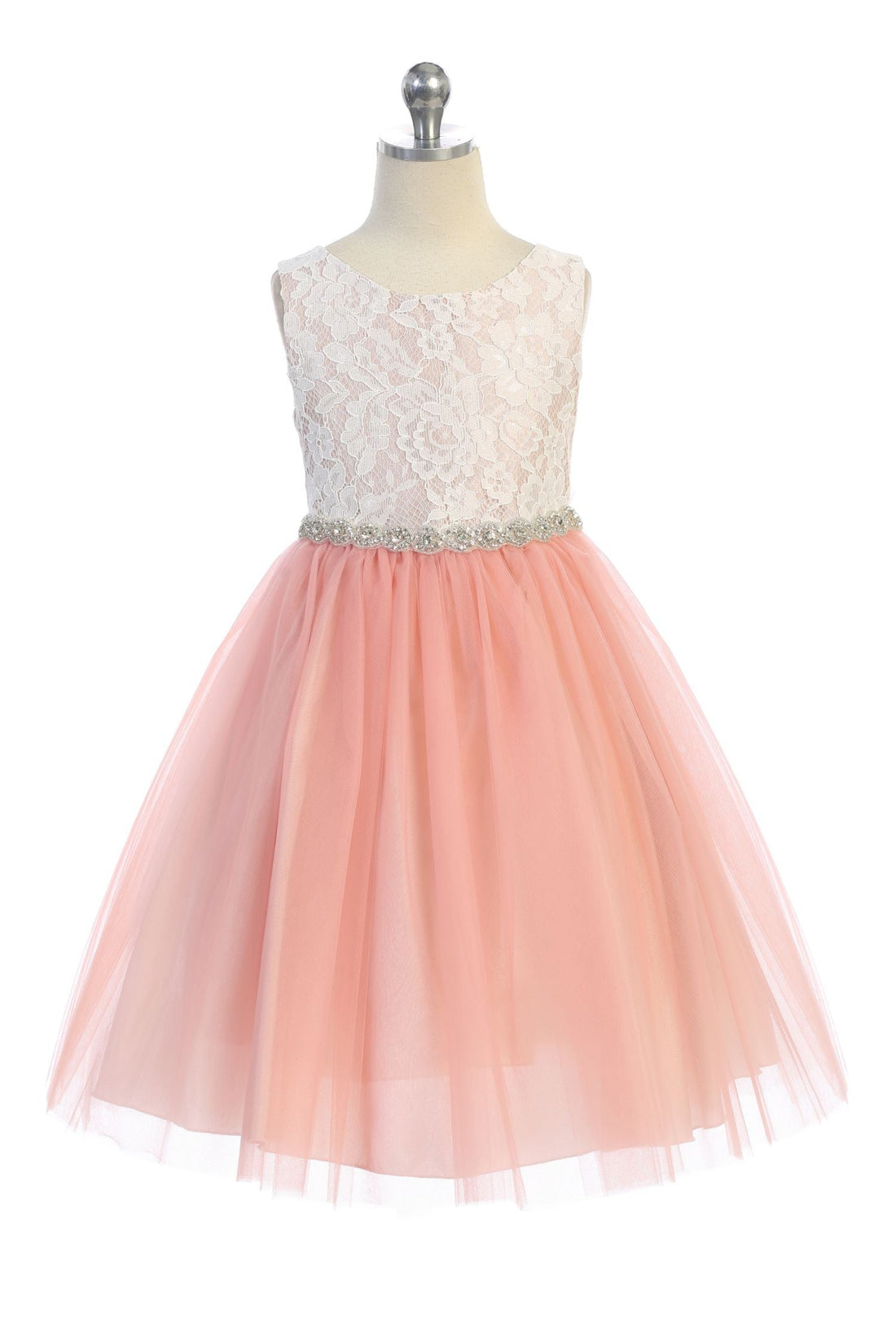 Lace with Rhinestone Trim Girl Party Dress by AS456A Kids Dream - Girl Formal Dresses