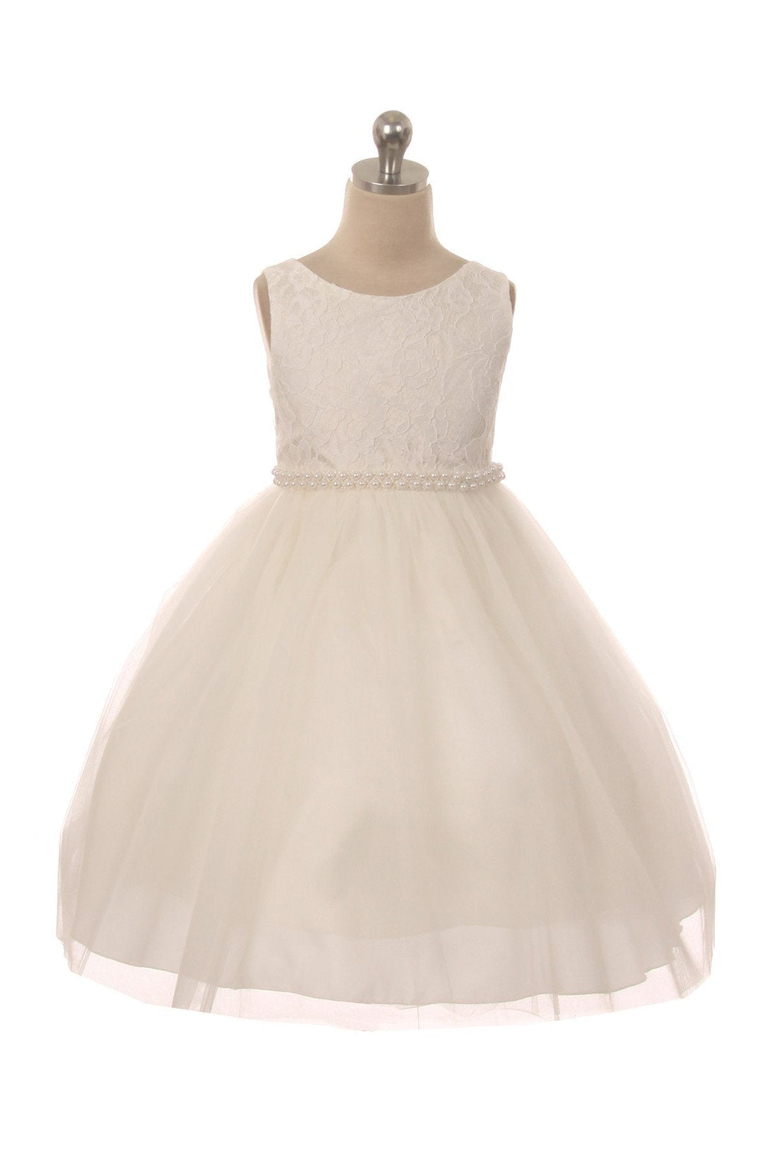 Lace with Thick Pearl Trim Girl Party Dress by AS456C Kids Dream - Girl Formal Dresses