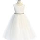 Long Lace Illusion with Rhinestone Trim Girl Party Dress by AS524-A Kids Dream - Girl Formal Dresses