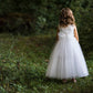 Long Lace Illusion with Thick Rhinestone Trim Girl Party Dress by AS524-E Kids Dream - Girl Formal Dresses