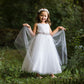 Long Lace Illusion with Thick Rhinestone Trim Girl Party Dress by AS524-E Kids Dream - Girl Formal Dresses