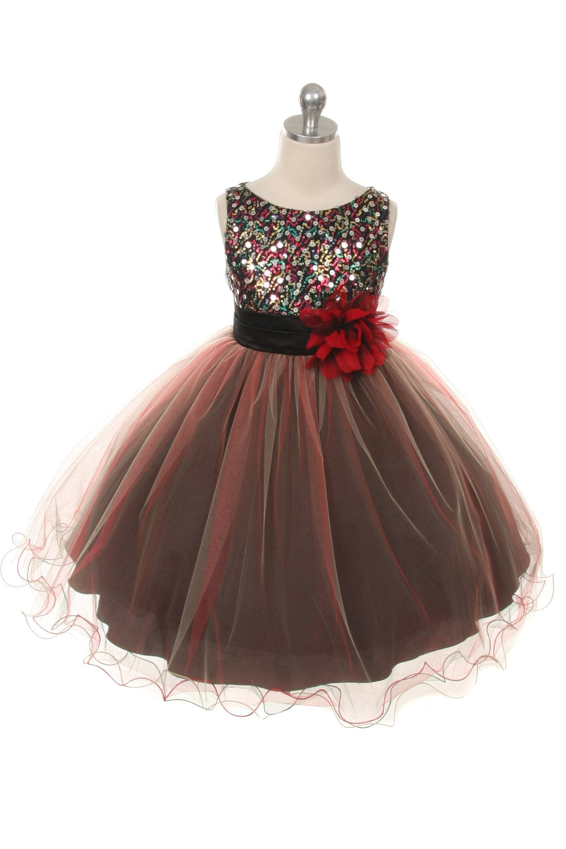Multi-Sequin Trio Color Tulle Girl Party Dress by AS327 Kids Dream - Girl Formal Dresses