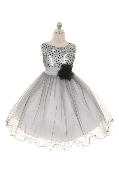 Multi-Sequin Trio Color Tulle Girl Party Dress by AS327 Kids Dream - Girl Formal Dresses