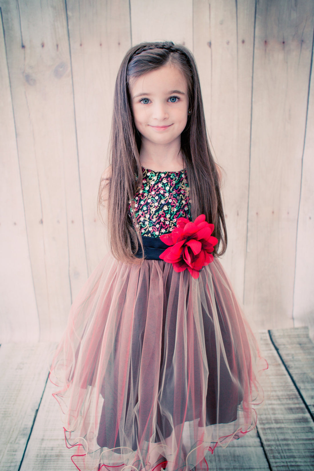 Multi-Sequin Trio Color Tulle Girl Party Dress by AS327 Kids Dream - Girl Formal Dresses