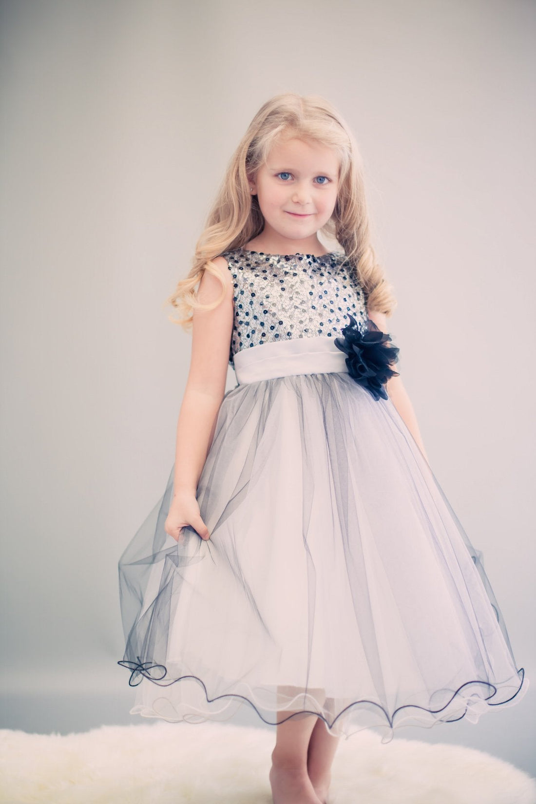 Multi-Sequin Trio Color Tulle Girl Party Dress by AS327 Kids Dream - Girl Formal Dresses