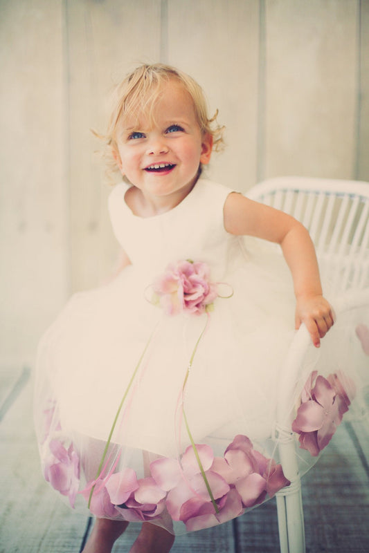 Baby Girl Ivory Satin Flower Petal Party Dress- AS195B Kids Dream