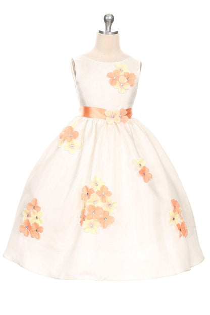 Shantung Decorated with Flower Petals Girl Party Dress by AS204F Kids Dream - Girl Formal Dresses