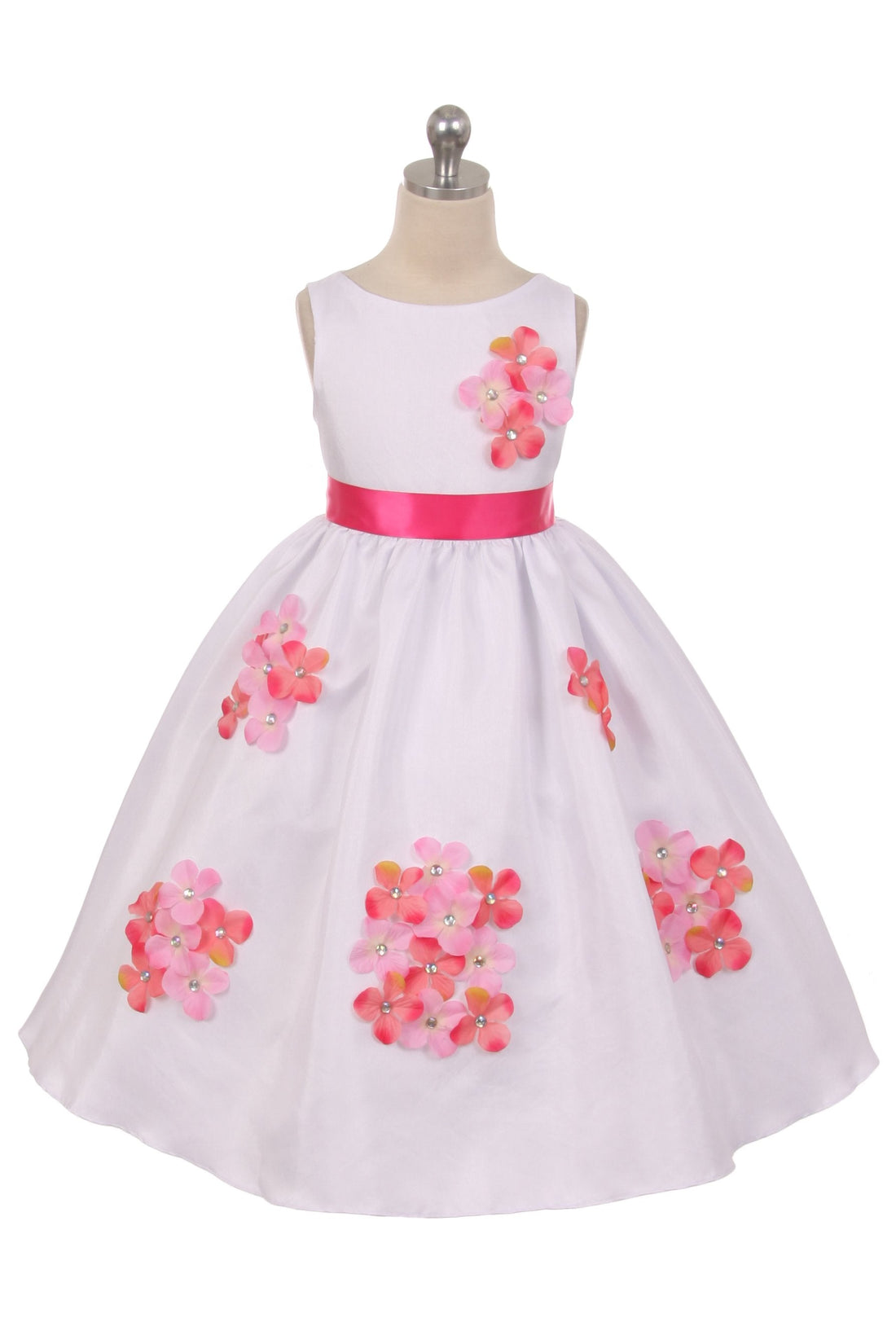 Shantung Decorated with Flower Petals Girl Party Dress by AS204F Kids Dream - Girl Formal Dresses