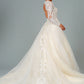 GLS by Gloria -GL1804 Embroidered Long Sleeve Bridal A-Line Gown