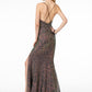 Elizabeth K - GL1813 - Full Sequin Ruched V-Neck Dress