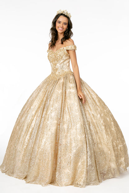 Off the Shoulder Beaded Sweetheart Neckline Quinceanera Dress Elizabeth K - GL1820