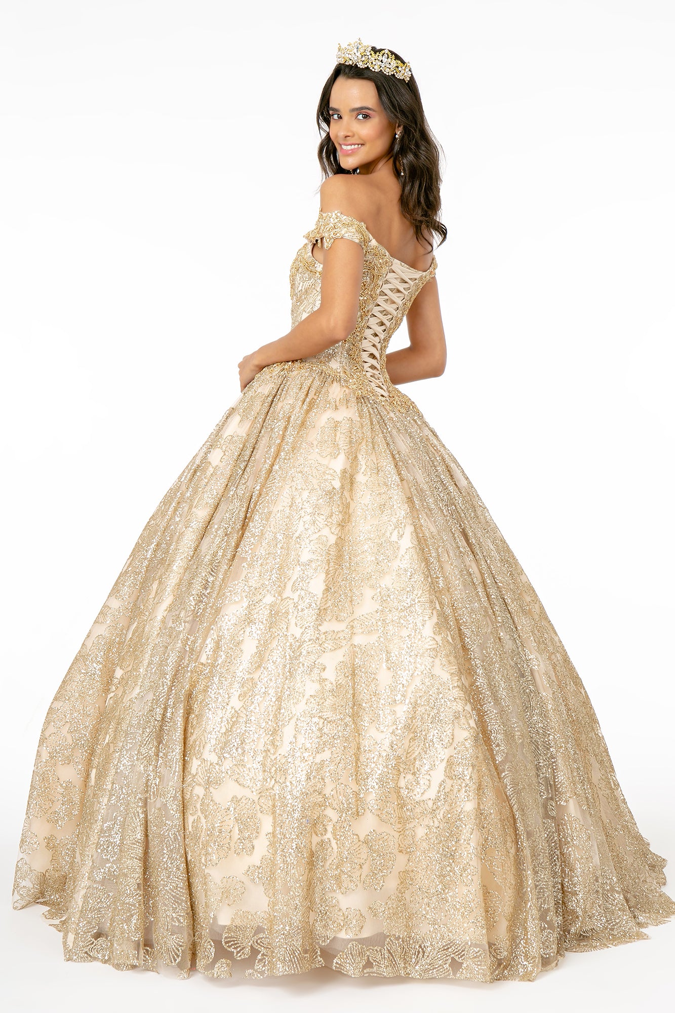 Off the Shoulder Beaded Sweetheart Neckline Quinceanera Dress Elizabeth K - GL1820
