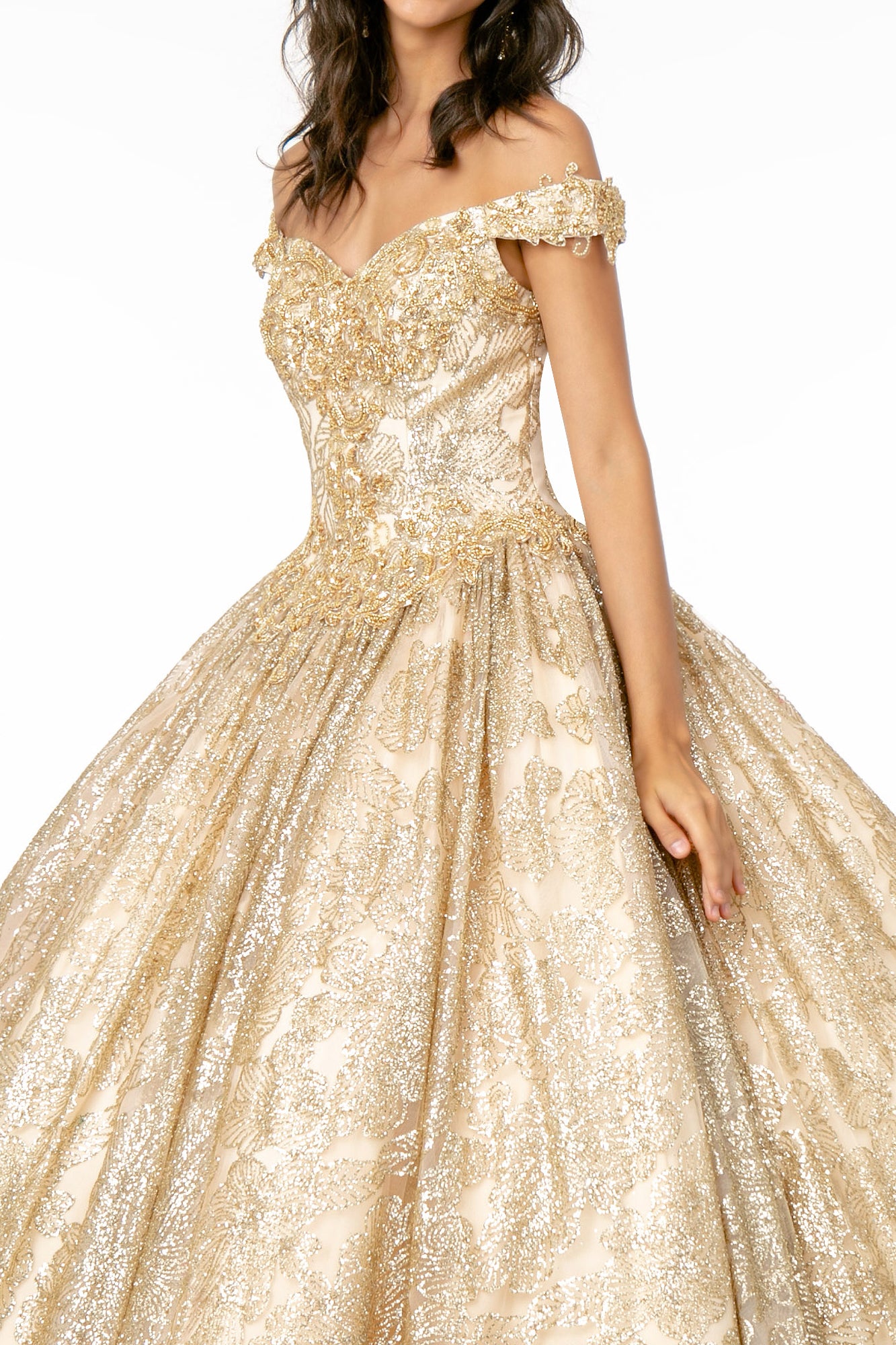 Off the Shoulder Beaded Sweetheart Neckline Quinceanera Dress Elizabeth K - GL1820