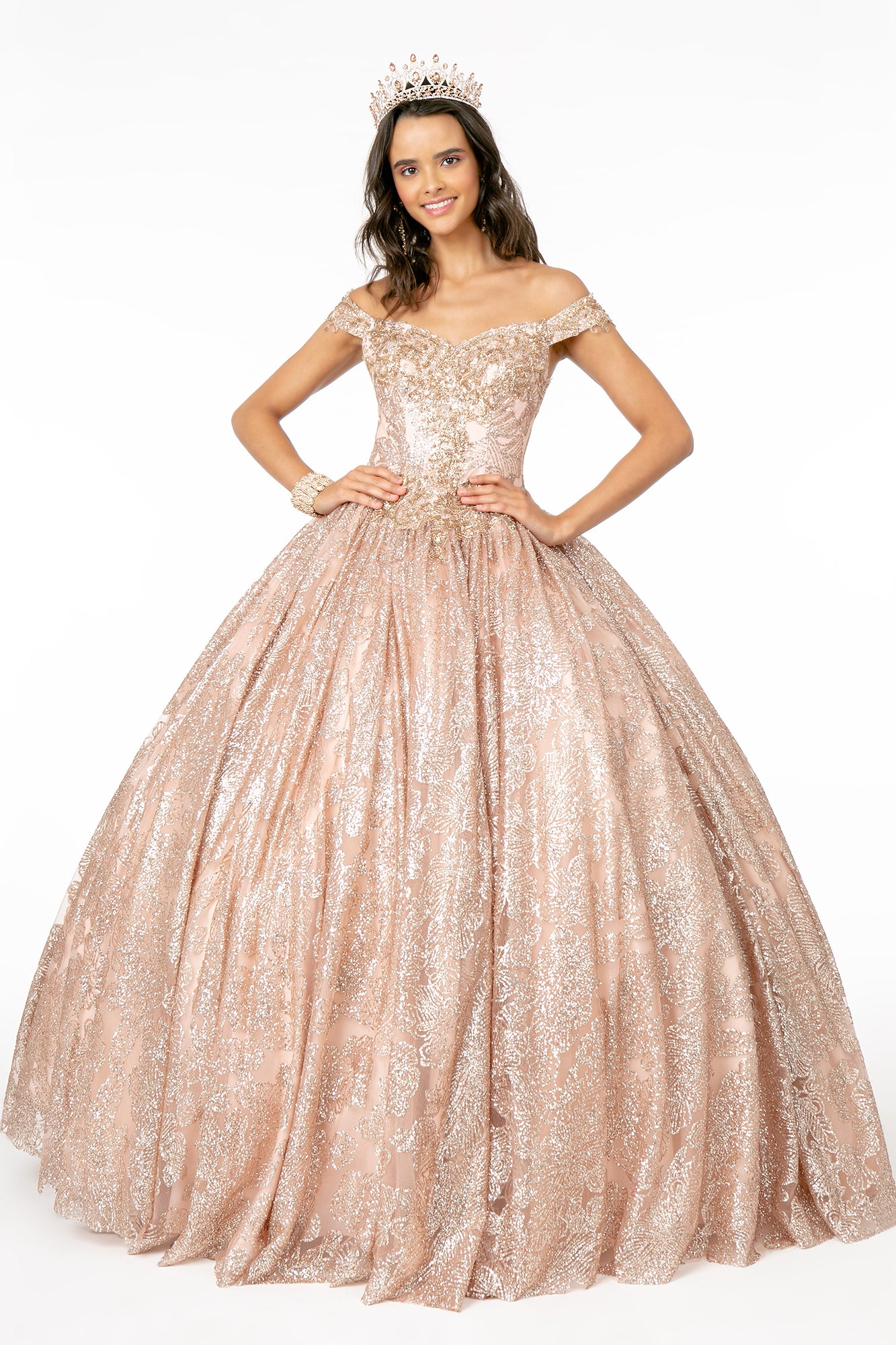 Off the Shoulder Beaded Sweetheart Neckline Quinceanera Dress Elizabeth K - GL1820