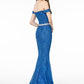Elizabeth K - GL1829 - Glitter Netting V-Neck Mermaid Dress