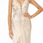 Elizabeth K - GL1844 - Illusion Deep V-Neck Dress