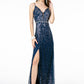 Elizabeth K - GL1844 - Illusion Deep V-Neck Dress