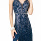 Elizabeth K - GL1844 - Illusion Deep V-Neck Dress