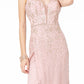 Elizabeth K - GL1844 - Illusion Deep V-Neck Dress