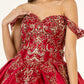 Elizabeth K - GL1930 - Embroidered Strap Satin Quinceanera Dress