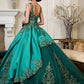 Elizabeth K - GL1930 - Embroidered Strap Satin Quinceanera Dress