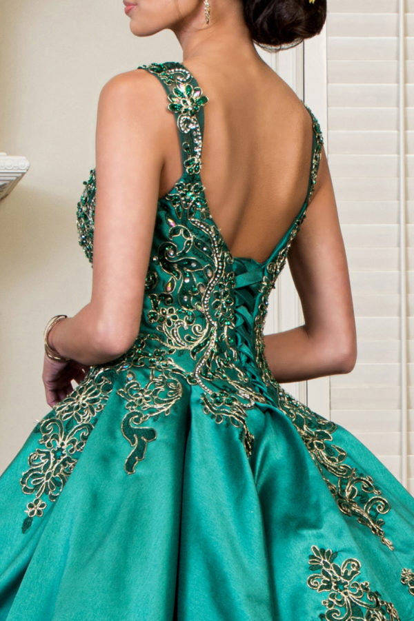 Elizabeth K - GL1930 - Embroidered Strap Satin Quinceanera Dress