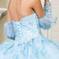 Elizabeth K - GL1944 - Embroidered Glitter Strapless Quinceanera Dress