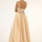 Elizabeth K - GL1954 - Mesh Boat-Neck Glitter Dress
