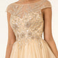 Elizabeth K - GL1954 - Mesh Boat-Neck Glitter Dress