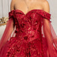 Elizabeth K - GL1970 - Glitter Mesh Cut-Away Shoulder Ballgown Quinceanera Dress