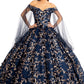 Elizabeth K - GL1970 - Glitter Mesh Cut-Away Shoulder Ballgown Quinceanera Dress