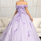 Elizabeth K - GL1971 - Floral Applique Jewel Embellished Ballgown Quinceanera Dress