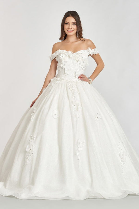 Elizabeth K - GL1971 - Floral Applique Jewel Embellished Ballgown Quinceanera Dress