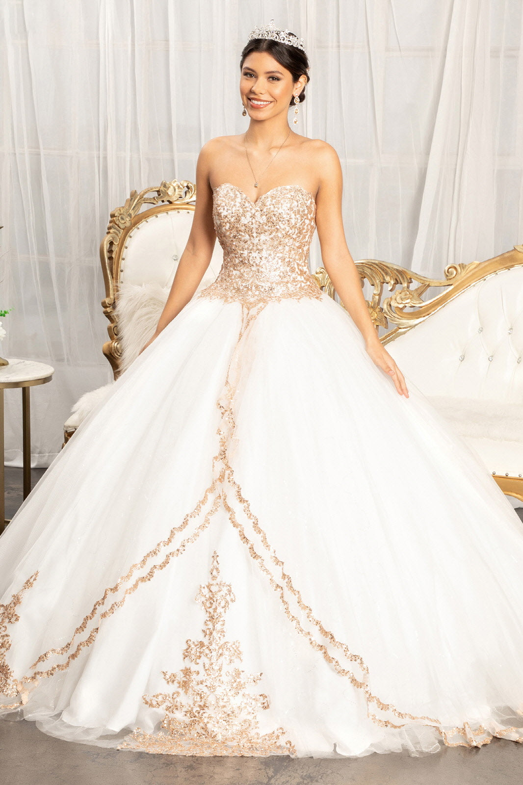 Elizabeth K - GL1973 - Sequin and Glitter Embellished Sweetheart Ballgown Quinceanera Dress