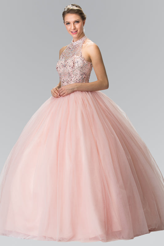 Elizabeth K - GL2206 - Mesh High Neck Quinceanera Dress