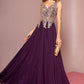 Embroidered Chiffon V-Neck Dress by Elizabeth K - GL2311 -Special Occasion/Curves