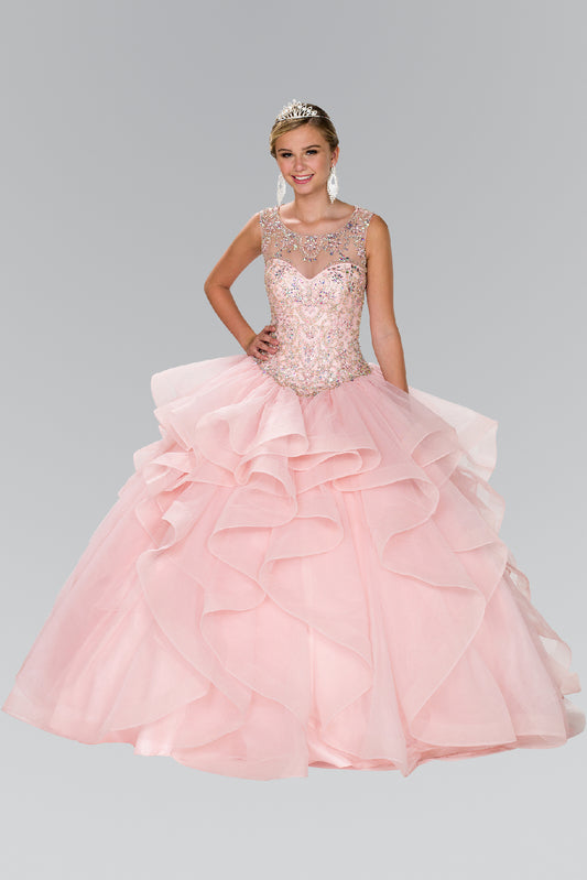 Elizabeth K - GL2378 - Illusion Sweetheart Neck Quinceanera Dress