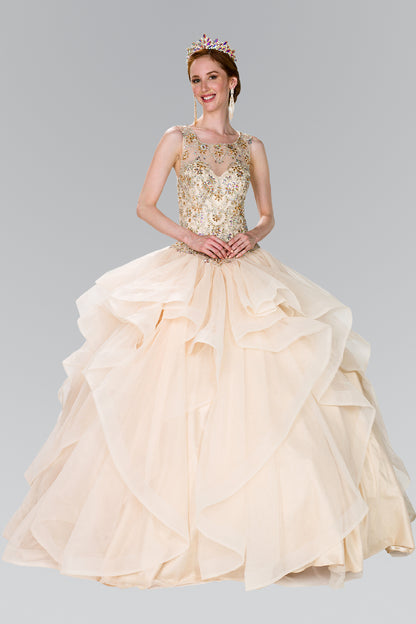 Elizabeth K - GL2378 - Illusion Sweetheart Neck Quinceanera Dress
