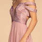 Elizabeth K - GL2527 - Embellished Cut-Away Shoulder A-Line Dress - Special Occasion/Curves