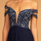 Elizabeth K - GL2527 - Embellished Cut-Away Shoulder A-Line Dress - Special Occasion/Curves