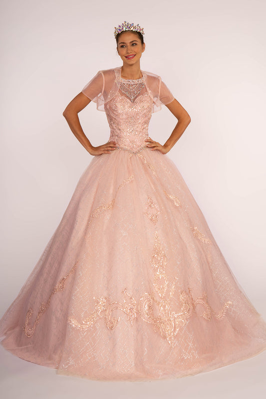 Elizabeth K - GL2600 - Illusion Sweetheart Glitter Quinceanera Dress