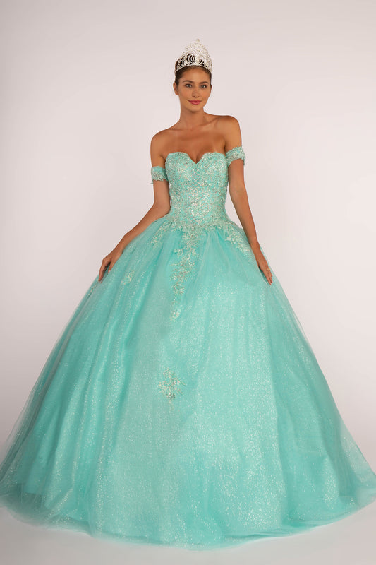 Elizabeth K - GL2604 - Mesh Jewel Sweetheart Neck Quinceanera Dress